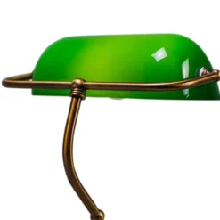 QAZQA Tischlampen|Wohnzimmerlampen*Smarte klassische Tischlampe Bronze mit grünem Glas inkl. Wifi A60 - Banker