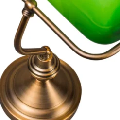 QAZQA Tischlampen|Wohnzimmerlampen*Smarte klassische Tischlampe Bronze mit grünem Glas inkl. Wifi A60 - Banker