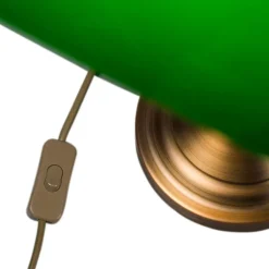 QAZQA Tischlampen|Wohnzimmerlampen*Smarte klassische Tischlampe Bronze mit grünem Glas inkl. Wifi A60 - Banker