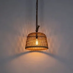 QAZQA Smarte Pendelleuchten|Pendelleuchten*Smarte ländliche Hängelampe Rattan inkl. Wifi G125 Lichtquelle - Calamus