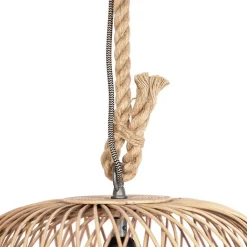 QAZQA Smarte Pendelleuchten|Pendelleuchten*Smarte ländliche Hängelampe Rattan inkl. Wifi G125 Lichtquelle - Calamus