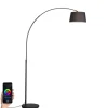 QAZQA Smarte Stehlampen|Bogenlampen*Smarte moderne Bogenlampe schwarz inkl. Wifi A60 - Arc Basic