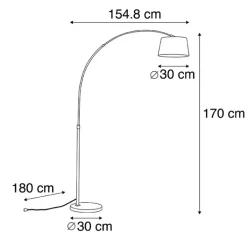 QAZQA Smarte Stehlampen|Bogenlampen*Smarte moderne Bogenlampe schwarz inkl. Wifi A60 - Arc Basic