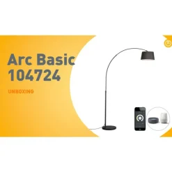 QAZQA Smarte Stehlampen|Bogenlampen*Smarte moderne Bogenlampe schwarz inkl. Wifi A60 - Arc Basic