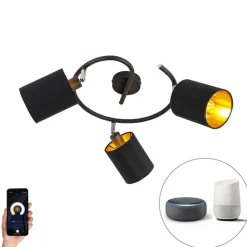 QAZQA Smarte Spots|Smarte Deckenleuchten*Smarte moderne Deckenleuchte schwarz inkl. 3 WiFi B35 - Lofty