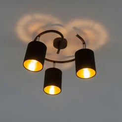 QAZQA Smarte Spots|Smarte Deckenleuchten*Smarte moderne Deckenleuchte schwarz inkl. 3 WiFi B35 - Lofty