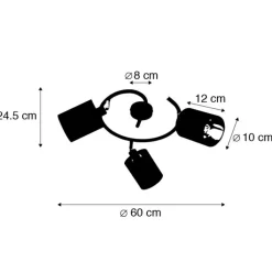 QAZQA Smarte Spots|Smarte Deckenleuchten*Smarte moderne Deckenleuchte schwarz inkl. 3 WiFi B35 - Lofty