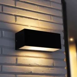 QAZQA Gartenbeleuchtung|Badezimmerlampen*Smarte moderne Wandleuchte schwarz IP54 inkl. WiFi A60 - Houks