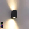 QAZQA Gartenbeleuchtung|Badezimmerlampen*Smarte moderne Wandleuchte schwarz IP44 inkl. 2 Wifi GU10 - Baleno