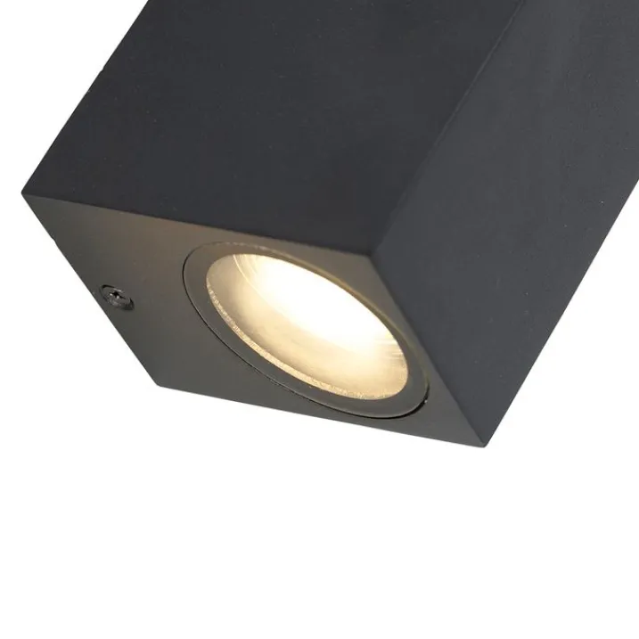 QAZQA Gartenbeleuchtung|Badezimmerlampen*Smarte moderne Wandleuchte schwarz IP44 inkl. 2 Wifi GU10 - Baleno