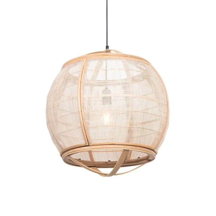 Kinder QAZQA Kinderzimmerlampen|Pendelleuchten*Smarte Pendelleuchte braun 50 cm inkl. Wifi G95 - Pascal