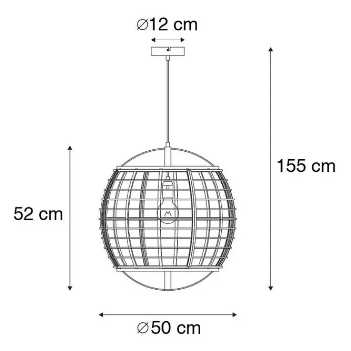 Kinder QAZQA Kinderzimmerlampen|Pendelleuchten*Smarte Pendelleuchte braun 50 cm inkl. Wifi G95 - Pascal