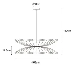QAZQA Pendelleuchten|Wohnzimmerlampen*Smarte Pendelleuchte Dunkelbronze mit doppeltem Schirm inkl. Wifi G95 - Pua