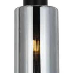 QAZQA Schlafzimmerlampen|Küchenlampen*Smarte Pendelleuchte Schwarz mit Rauchglas inkl. Wifi ST64 - Laura