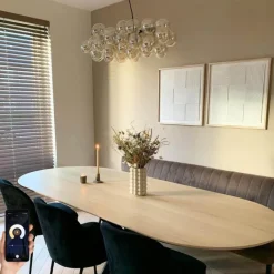 QAZQA Smarte Pendelleuchten|Pendelleuchten*Smarte Pendelleuchte schwarz mit Bernstein-Glas inkl. 8 Wifi G9 - Uvas