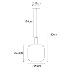 QAZQA Schlafzimmerlampen|Küchenlampen*Smarte Pendelleuchte Schwarz mit Messing und bernsteinfarbenem Glas inkl. Wifi G95 - Zuzanna