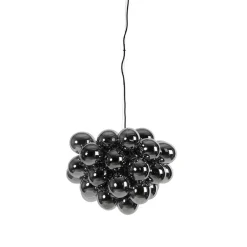QAZQA Pendelleuchten|Esszimmerlampen*Smarte Pendelleuchte schwarz mit Rauchglas 8-flammig rund inkl. 8 Wifi G9 - Uvas