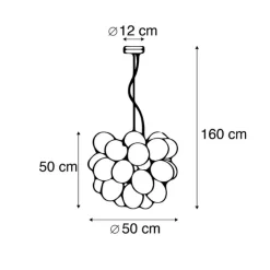 QAZQA Pendelleuchten|Esszimmerlampen*Smarte Pendelleuchte schwarz mit Rauchglas 8-flammig rund inkl. 8 Wifi G9 - Uvas