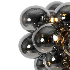 QAZQA Pendelleuchten|Esszimmerlampen*Smarte Pendelleuchte schwarz mit Rauchglas 8-flammig rund inkl. 8 Wifi G9 - Uvas