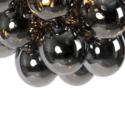 QAZQA Pendelleuchten|Esszimmerlampen*Smarte Pendelleuchte schwarz mit Rauchglas 8-flammig rund inkl. 8 Wifi G9 - Uvas