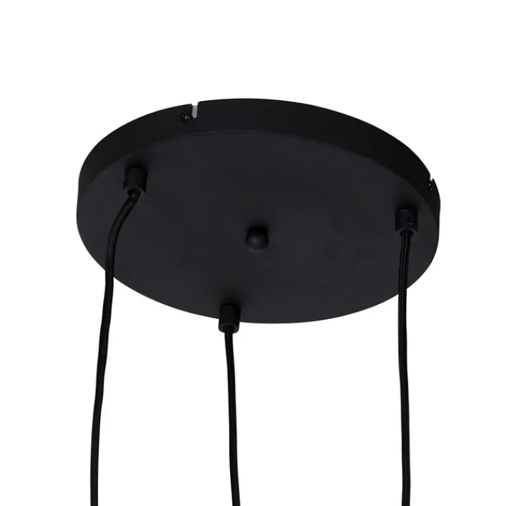 QAZQA Smarte Pendelleuchten|Pendelleuchten*Smarte Pendelleuchte Schwarz mit Rauchglas inkl. 3 Wifi A60 - Wallace