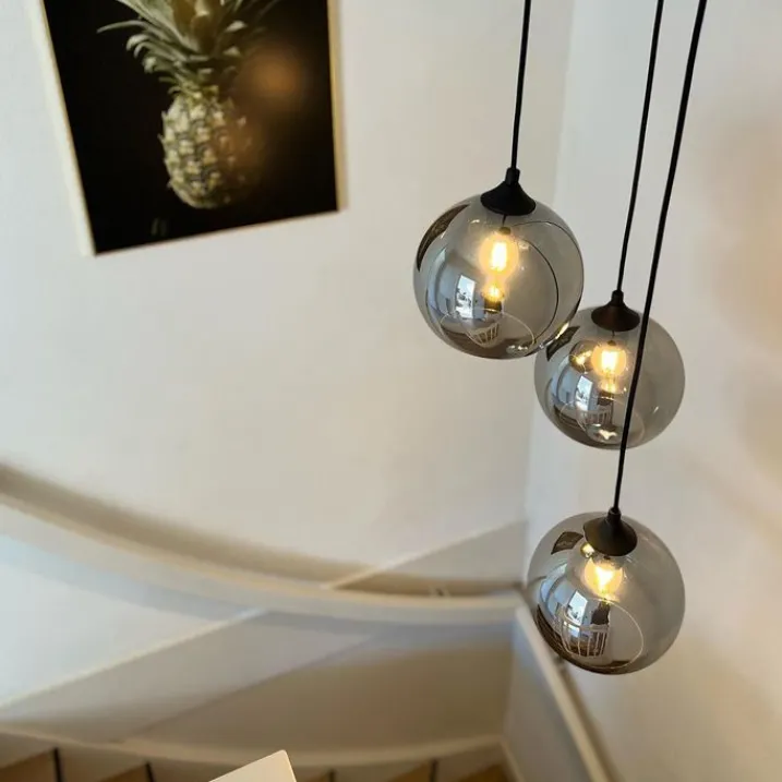 QAZQA Smarte Pendelleuchten|Pendelleuchten*Smarte Pendelleuchte Schwarz mit Rauchglas inkl. 3 Wifi A60 - Wallace