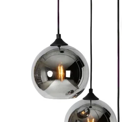 QAZQA Smarte Pendelleuchten|Pendelleuchten*Smarte Pendelleuchte Schwarz mit Rauchglas inkl. 3 Wifi A60 - Wallace