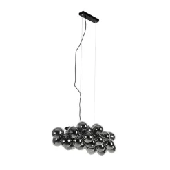 QAZQA Pendelleuchten|Wohnzimmerlampen*Smarte Pendelleuchte schwarz mit Rauchglas 8-flammig inkl. 8 Wifi G9 - Uvas