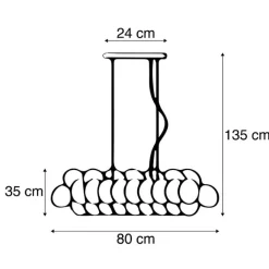 QAZQA Pendelleuchten|Wohnzimmerlampen*Smarte Pendelleuchte schwarz mit Rauchglas 8-flammig inkl. 8 Wifi G9 - Uvas