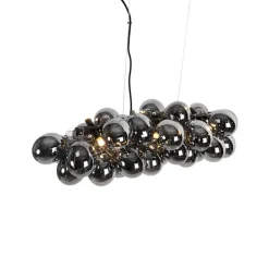QAZQA Pendelleuchten|Wohnzimmerlampen*Smarte Pendelleuchte schwarz mit Rauchglas 8-flammig inkl. 8 Wifi G9 - Uvas