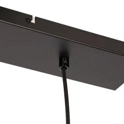 QAZQA Schlafzimmerlampen|Küchenlampen*Smarte Pendelleuchte Schwarz mit Messing und bernsteinfarbenem Glas 4-flammig inkl. 4 Wifi G95 - Zuzanna