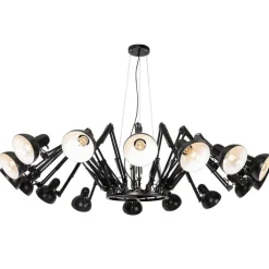 QAZQA Pendelleuchten|Esszimmerlampen*Smarte Pendelleuchte Schwarz 16-flammig Verstellbar Inkl. 16 Wifi A60 - Hobby Spinne