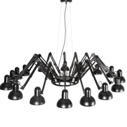 QAZQA Pendelleuchten|Esszimmerlampen*Smarte Pendelleuchte Schwarz 16-flammig Verstellbar Inkl. 16 Wifi A60 - Hobby Spinne