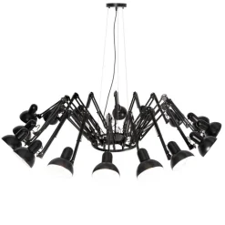 QAZQA Pendelleuchten|Esszimmerlampen*Smarte Pendelleuchte Schwarz 16-flammig Verstellbar Inkl. 16 Wifi A60 - Hobby Spinne