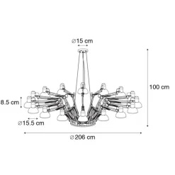 QAZQA Pendelleuchten|Esszimmerlampen*Smarte Pendelleuchte Schwarz 16-flammig Verstellbar Inkl. 16 Wifi A60 - Hobby Spinne