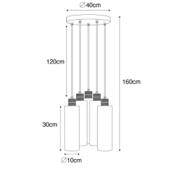 QAZQA Pendelleuchten|Wohnzimmerlampen*Smarte Pendelleuchte Schwarz mit Rauchglas inkl. 5 Wifi A60 - Stavelot