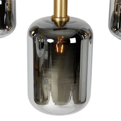 QAZQA Pendelleuchten|Wohnzimmerlampen*Smarte Pendelleuchte Schwarz mit Gold und Rauchglas Oval 5-Licht inkl. 5 Wifi G95 - Zuzanna