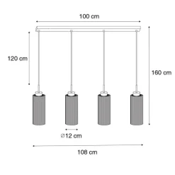 QAZQA Pendelleuchten|Wohnzimmerlampen*Smarte Pendelleuchte Schwarz mit Rauchglas 4-flammig inkl. 4 Wifi ST64 - Laura