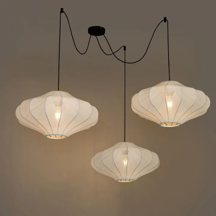 Kinder QAZQA Kinderzimmerlampen|Pendelleuchten*Smarte Pendelleuchte weiß 50cm 3-flammig inkl. 3 Wifi G95 - Plu