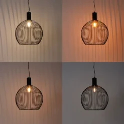 QAZQA Smarte Pendelleuchten|Pendelleuchten*Smarte runde Hängelampe schwarz 50 cm inkl. Wifi G95 - Dos