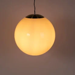 QAZQA Pendelleuchten|Wohnzimmerlampen*Smarte skandinavische Hängelampe Gold mit Opalglas 50cm inkl. WiFi A60 - Ball 50