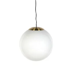 QAZQA Pendelleuchten|Wohnzimmerlampen*Smarte skandinavische Hängelampe Gold mit Opalglas 50cm inkl. WiFi A60 - Ball 50
