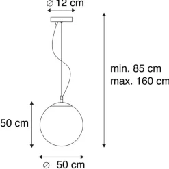 QAZQA Pendelleuchten|Wohnzimmerlampen*Smarte skandinavische Hängelampe Gold mit Opalglas 50cm inkl. WiFi A60 - Ball 50