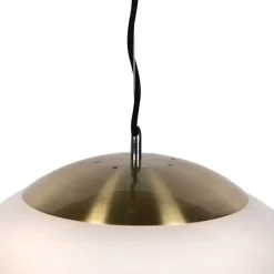 QAZQA Pendelleuchten|Wohnzimmerlampen*Smarte skandinavische Hängelampe Gold mit Opalglas 50cm inkl. WiFi A60 - Ball 50