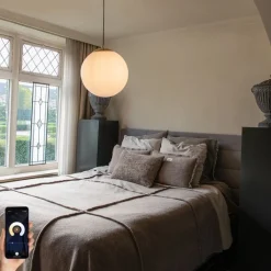 QAZQA Pendelleuchten|Wohnzimmerlampen*Smarte skandinavische Pendelleuchte Gold mit Opalglas 40cm inkl. WiFi A60 - Ball 40