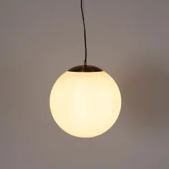 QAZQA Pendelleuchten|Wohnzimmerlampen*Smarte skandinavische Pendelleuchte Gold mit Opalglas 40cm inkl. WiFi A60 - Ball 40