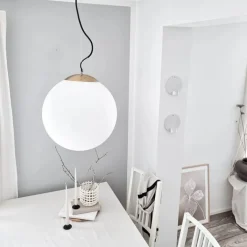 QAZQA Pendelleuchten|Wohnzimmerlampen*Smarte skandinavische Pendelleuchte Gold mit Opalglas 40cm inkl. WiFi A60 - Ball 40