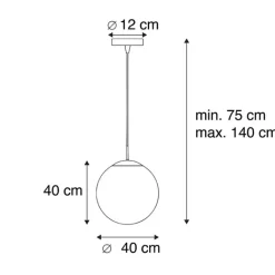 QAZQA Pendelleuchten|Wohnzimmerlampen*Smarte skandinavische Pendelleuchte Gold mit Opalglas 40cm inkl. WiFi A60 - Ball 40