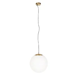 QAZQA Pendelleuchten|Wohnzimmerlampen*Smarte skandinavische Pendelleuchte Gold mit Opalglas 40cm inkl. WiFi A60 - Ball 40