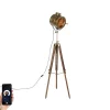 QAZQA Stehlampen|Wohnzimmerlampen*Smarte Stativ-Stehlampe Bronze mit Holz Studio Spot inkl. WiFi A60 - Radient